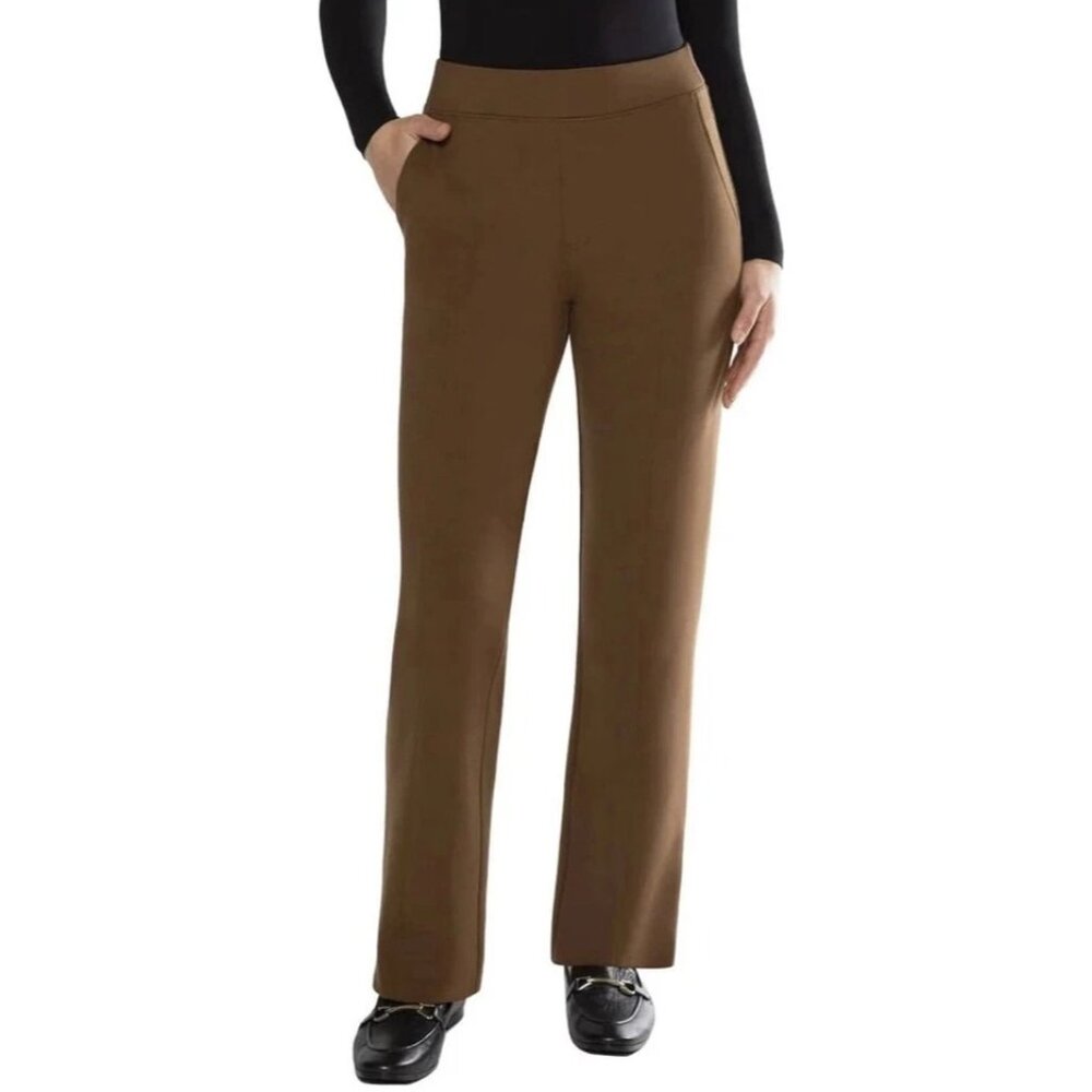Matty M XLarge Comfort Office Dress Pants Elastic Waist Pull-on 30" inseam Brown
